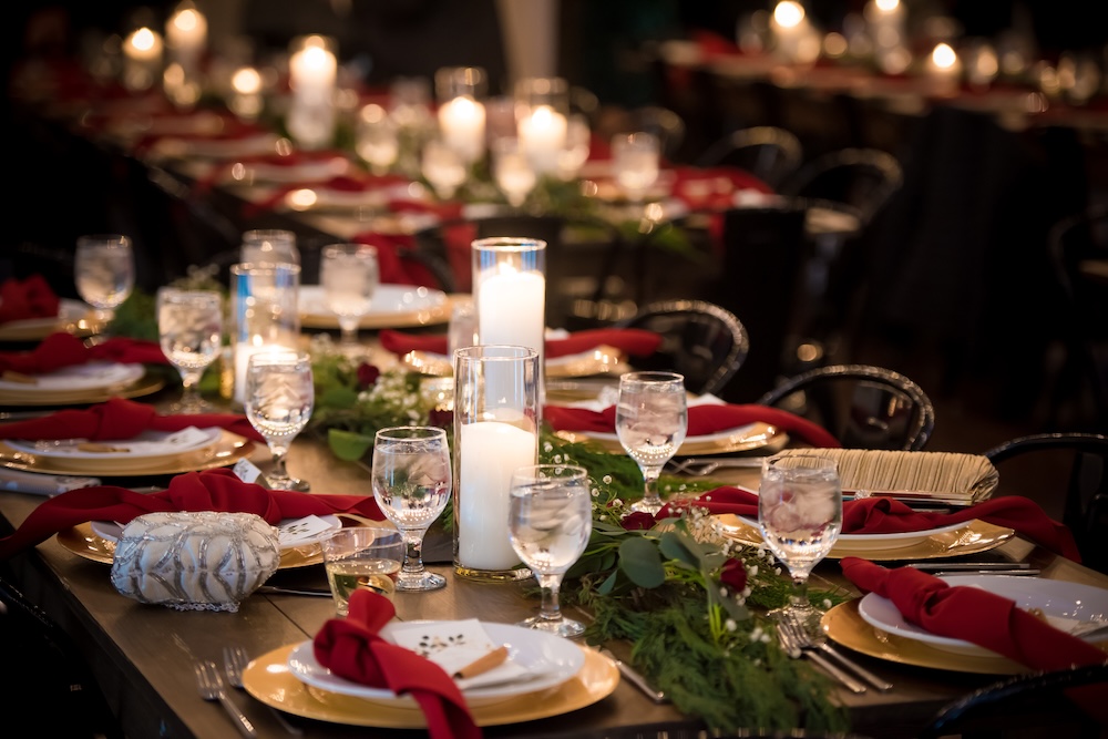 Holiday party tables at BASH