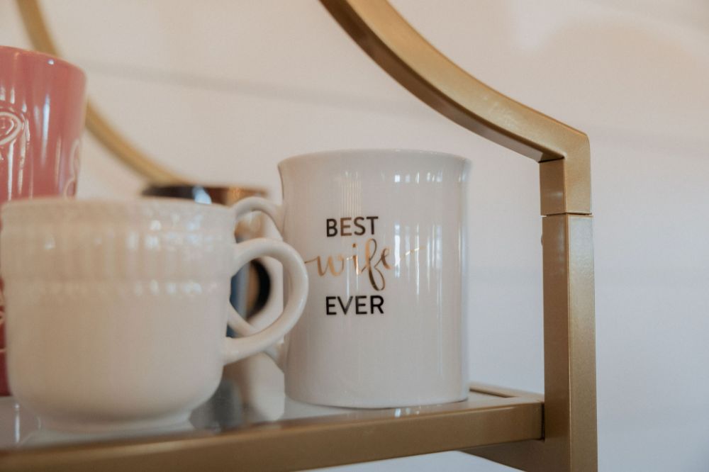 Mismatched coffee cups on display at a wedding at BASH