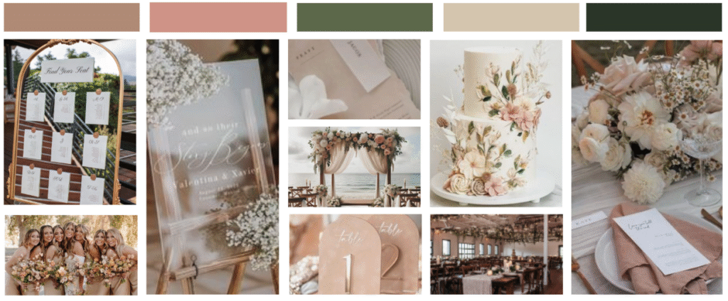 Mood board for wedding at BASH in Carmel, IN