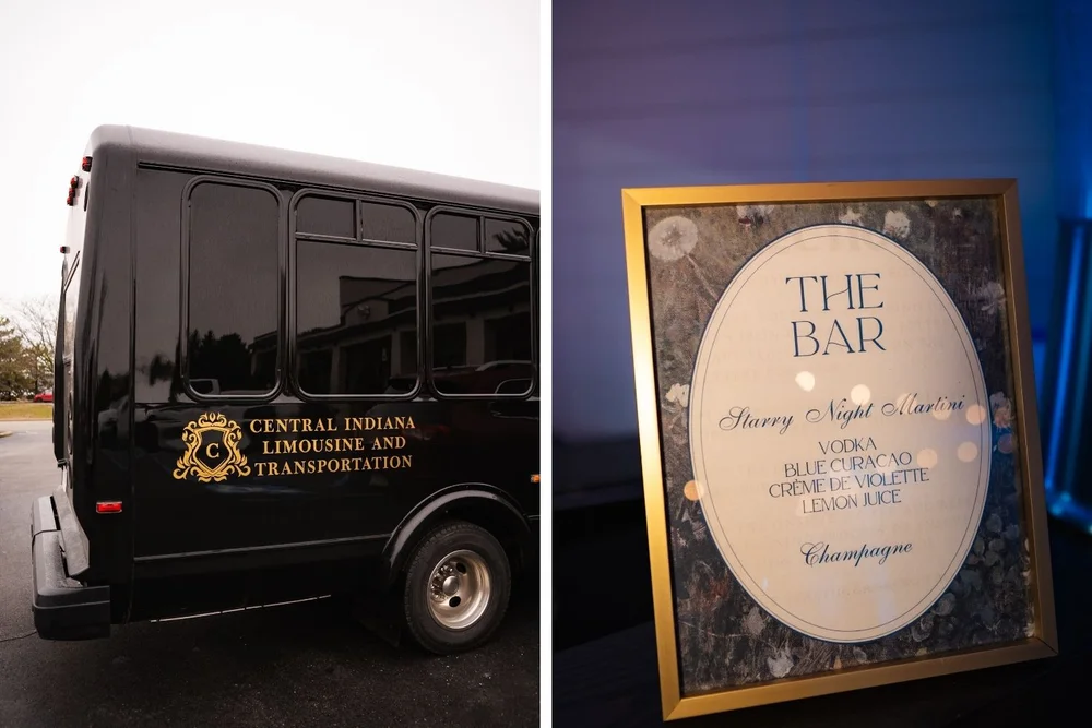 Central Indiana Limo transportation and custom bar signage at BASH wedding open house event