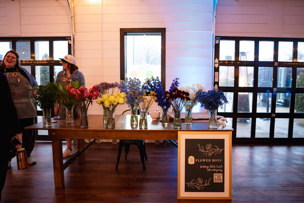 Flower Boys bouquet making station at BASH Spring 2026 wedding open house Indianapolis