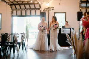 Brides walking down the aisle