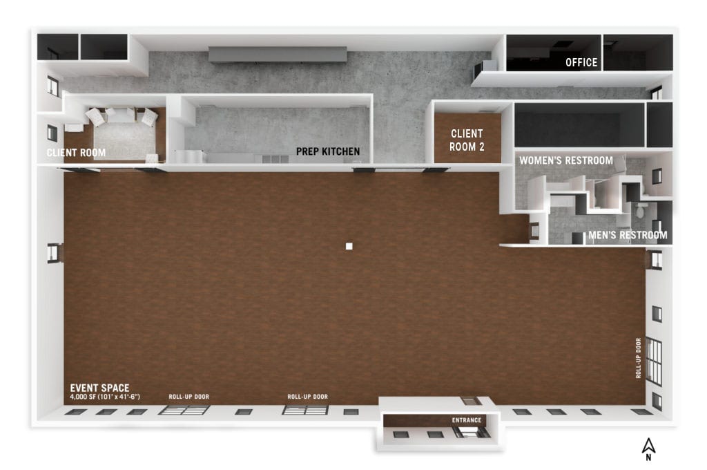 Floor plan layout of BASH event venue in Carmel Indiana