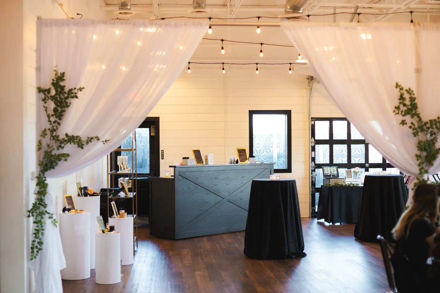 Wedding reception at BASH venue in Carmel Indiana photographed by Photos by Heidi