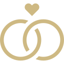 Wedding rings icon representing no ceremony fee at BASH